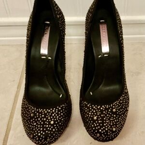 BCBGMAXAZRIA Black Suede Studded Platform Heels - Size 8